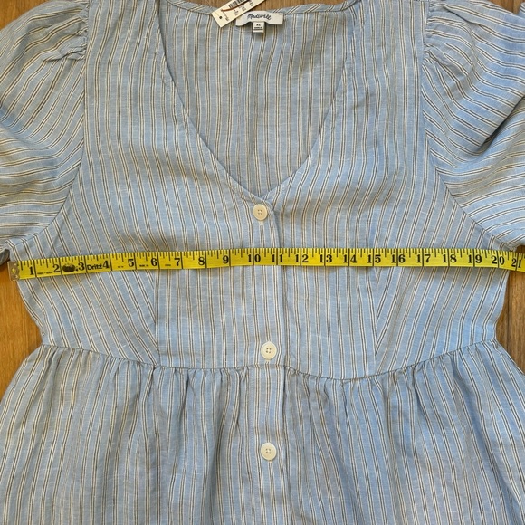Madewell Light Blue Striped Button-Front Midi Dress - Picture 7 of 11